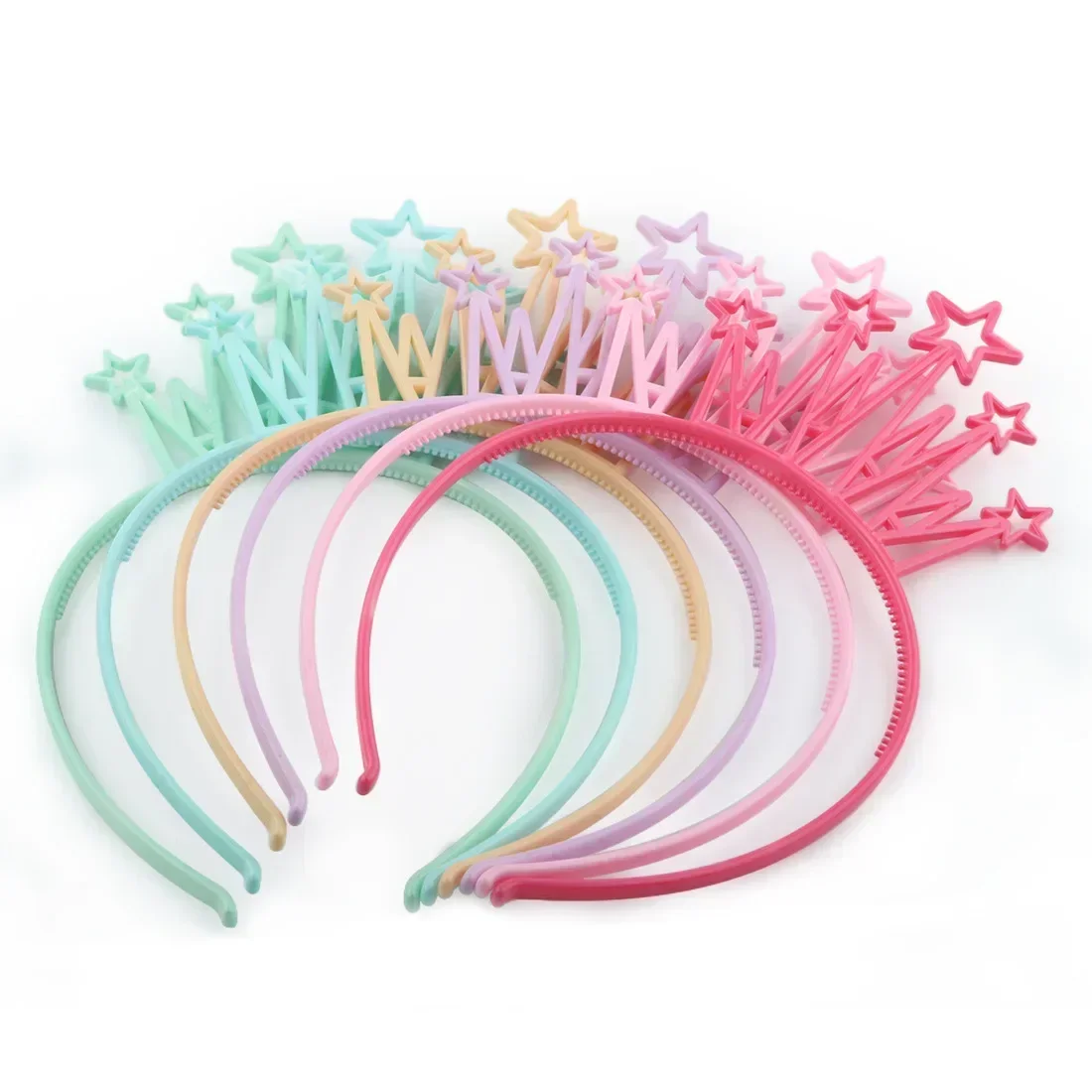 12pcs Girls Headbands Plastic Star Bows Crown Headbands Girls Hairbands Children Kids Party Family Decoration Hair Accessories