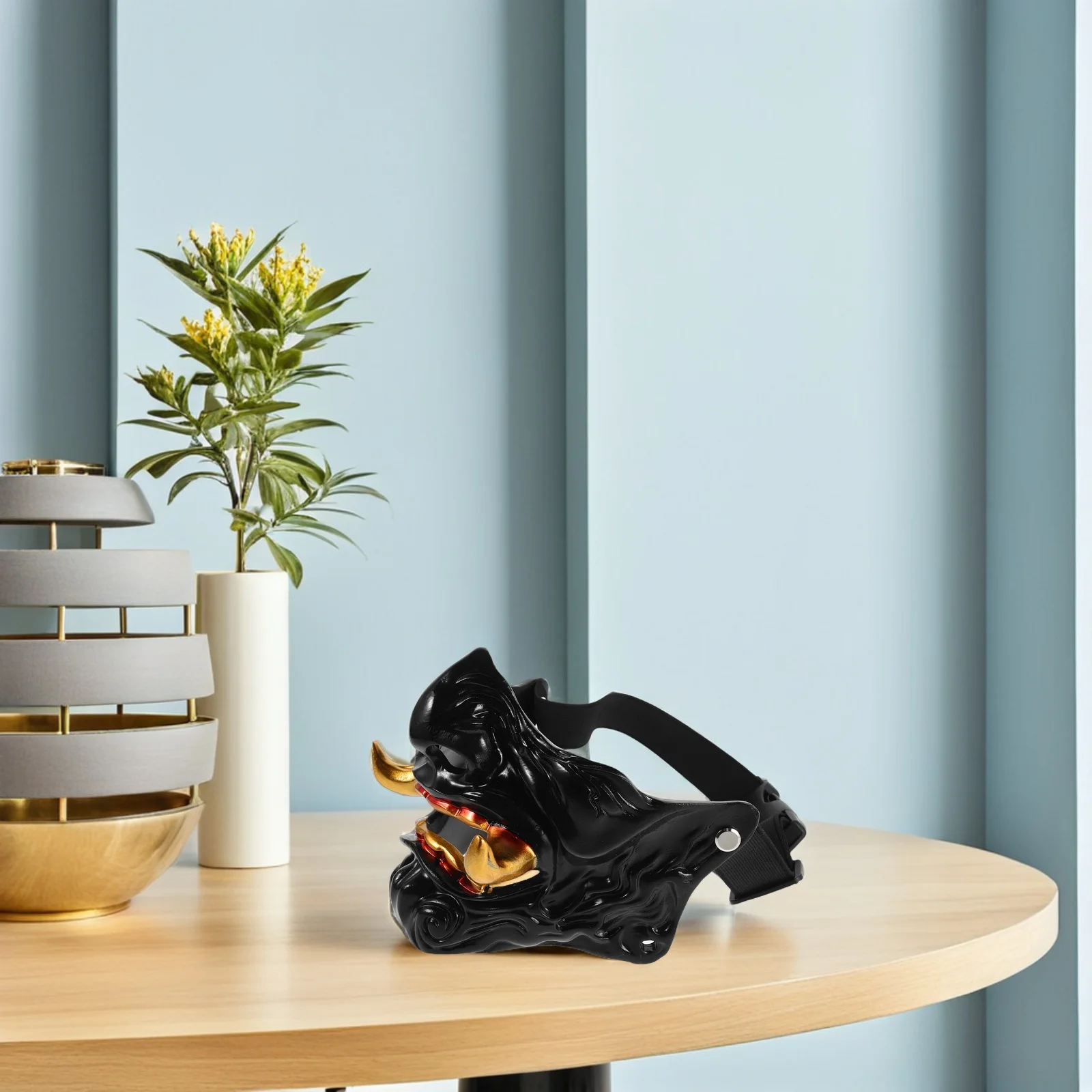 

Hannya Half Face Mask Japanese Style Fierce Oni Demon Cosplay Accessory for Halloween Costume Masquerade Ball Party Event