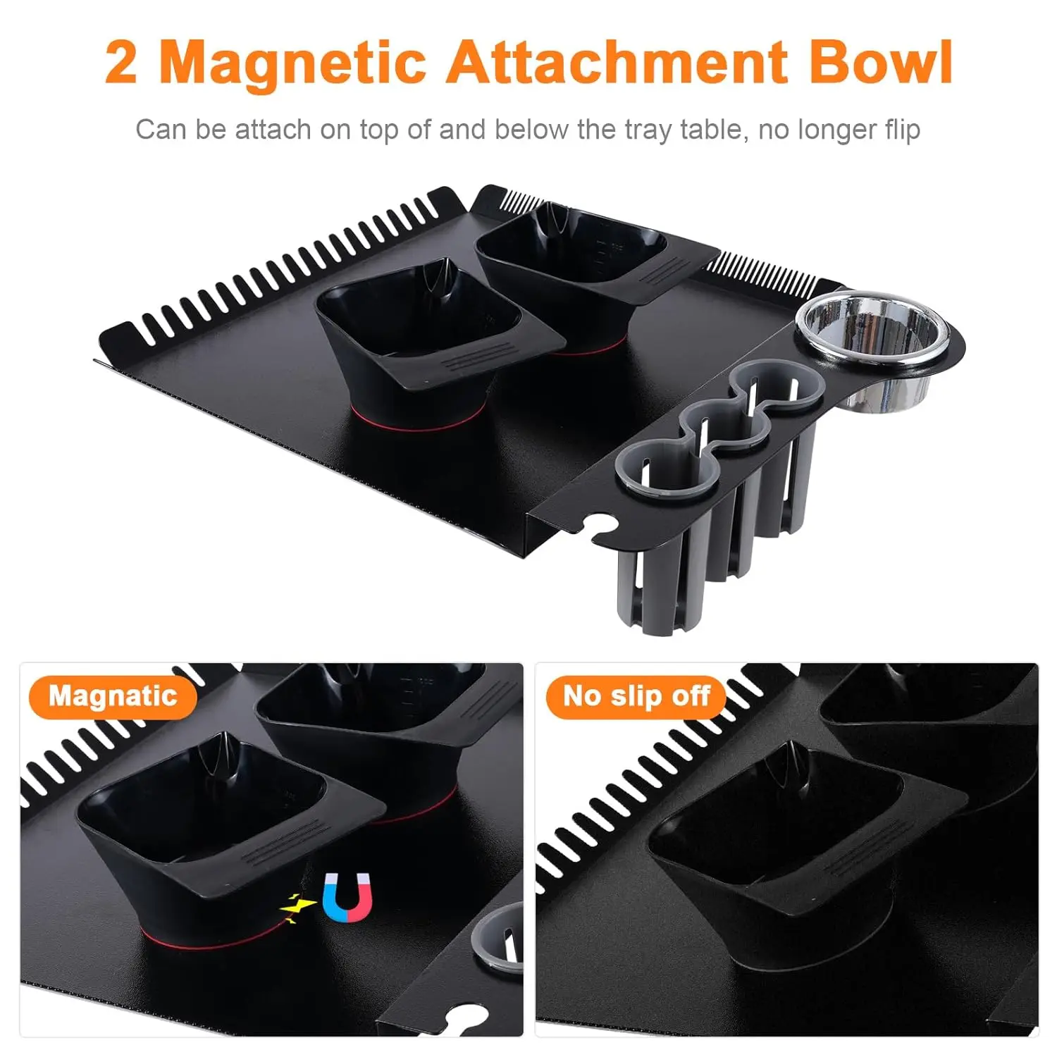 Magnetic Salon Station on Wheels, Upgraded 2-Tier Salon Tray for Hair Stylist Hair Coloring with 2 Magnetic Bowls,