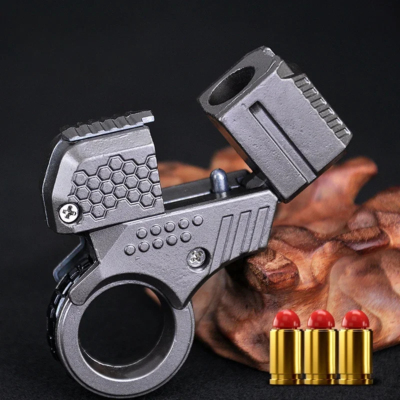 Alloy Mini Finger Ring Pistol Model Shell Throwing Soft Bullet Toy Gun Decompression Toys Golden Finger Blaster For Boys Adults