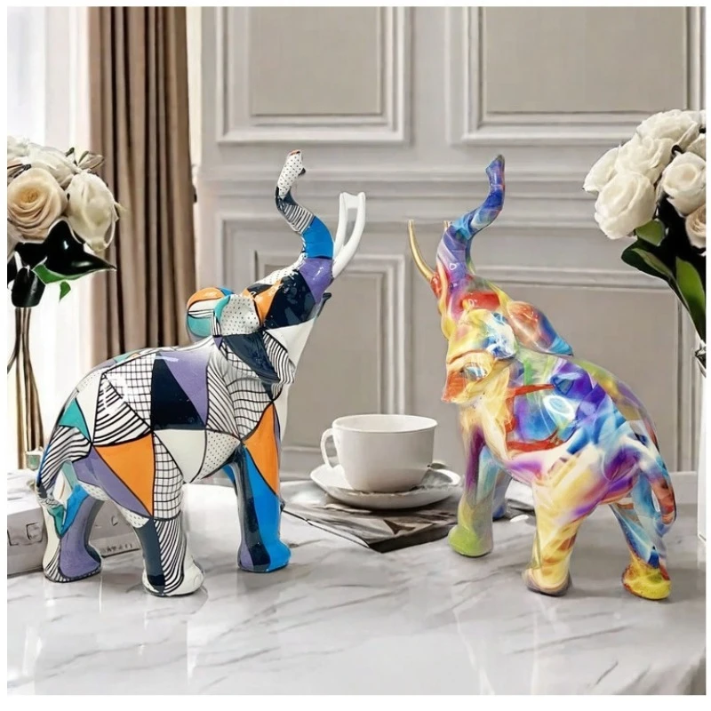 

Abstract Color Animals, Elephant Resin Crafts, Household Items, Study Rooms, Decorative Accessories, Interior Decoration