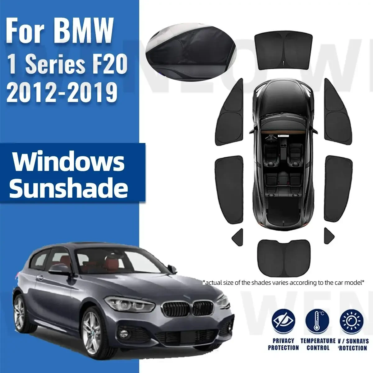 

For BMW 1 series F20 2012-2019 Full Cover Car Sunshade Shield Front Windshield Curtain Rear Side Baby Window Sun Shade