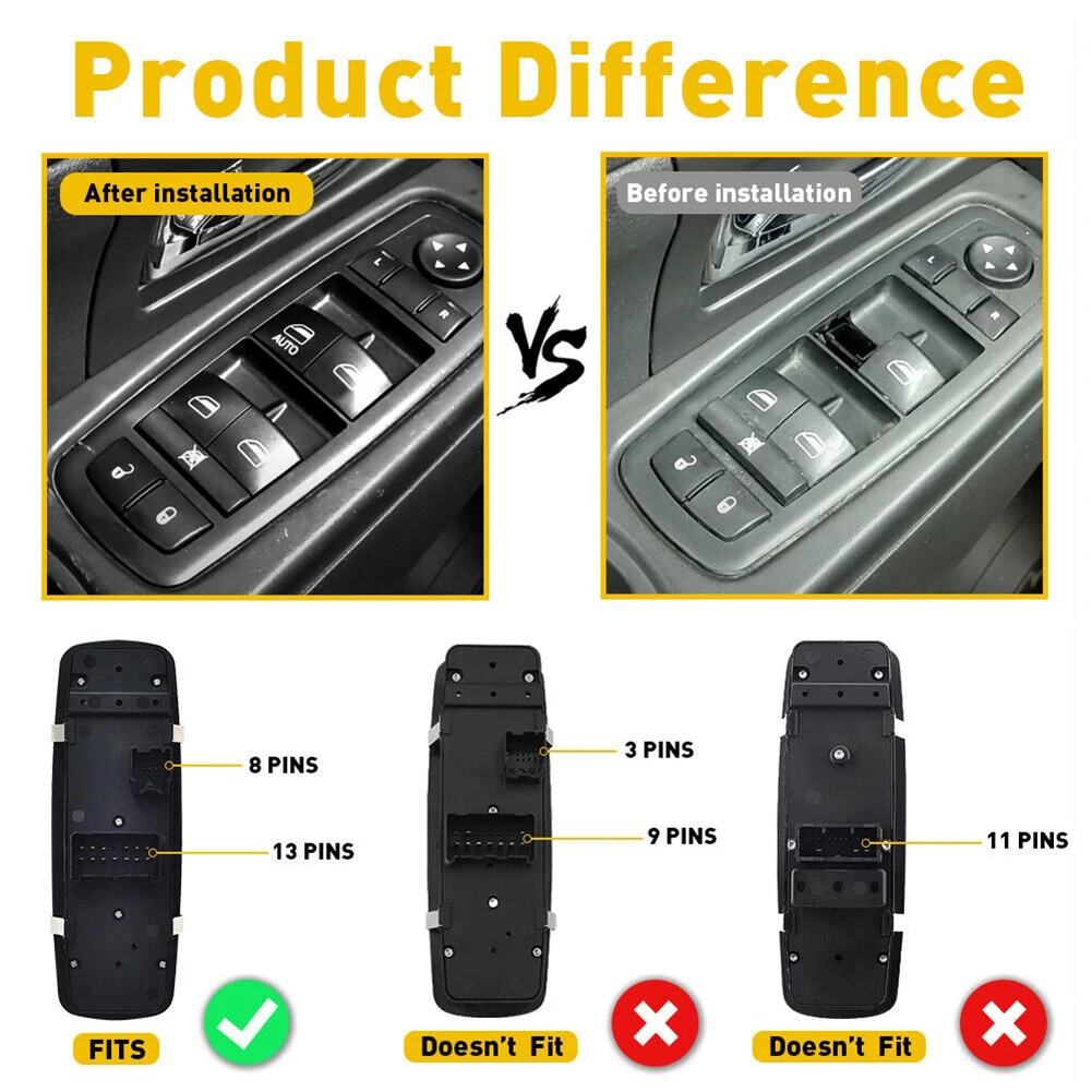 Interruptor de Control de ventanilla eléctrica delantera izquierda, piezas de repuesto automotrices para 2011-2016 Journey, sustituye a 901-486, 68084001AB