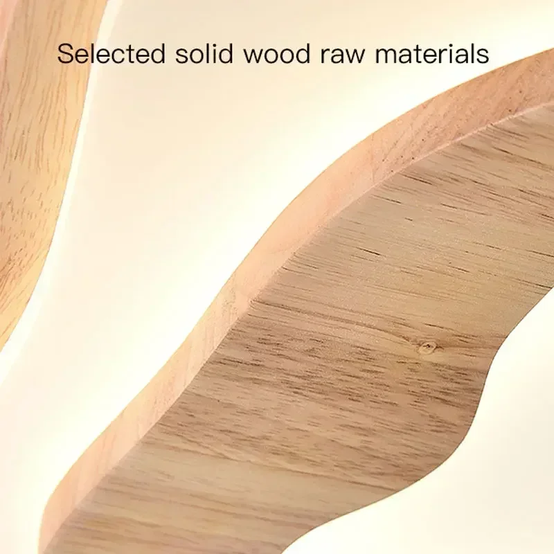 

Modern Nordic Wood LED Ceiling Light with Remote Control for Living Room Bedroom Chalet Dining Kitchen Chandelier Style