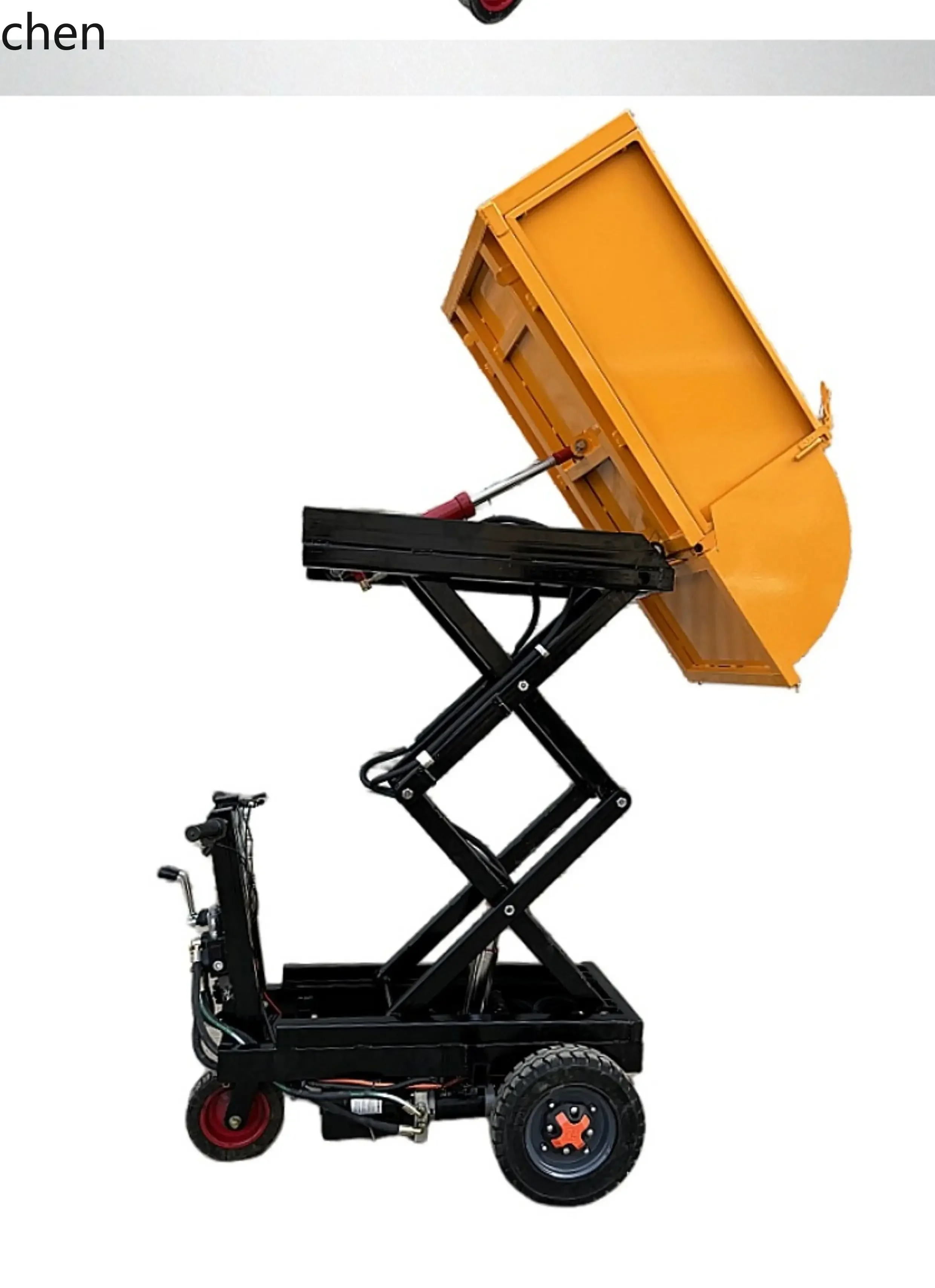 

X4-14 construction site electric hydraulic lift tricycle dump truck into the elevator indoor construction waste truck