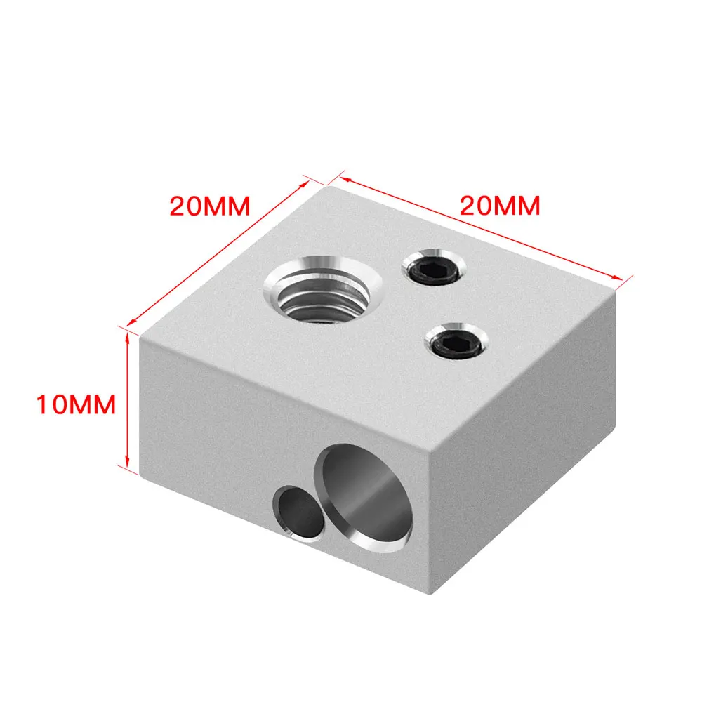 

MK7 MK8 алюминиевый нагревательный блок для печатающей головки Hot End нагревательный Блок 20*20*10 20x20x10 мм для 3D принтера Bluer