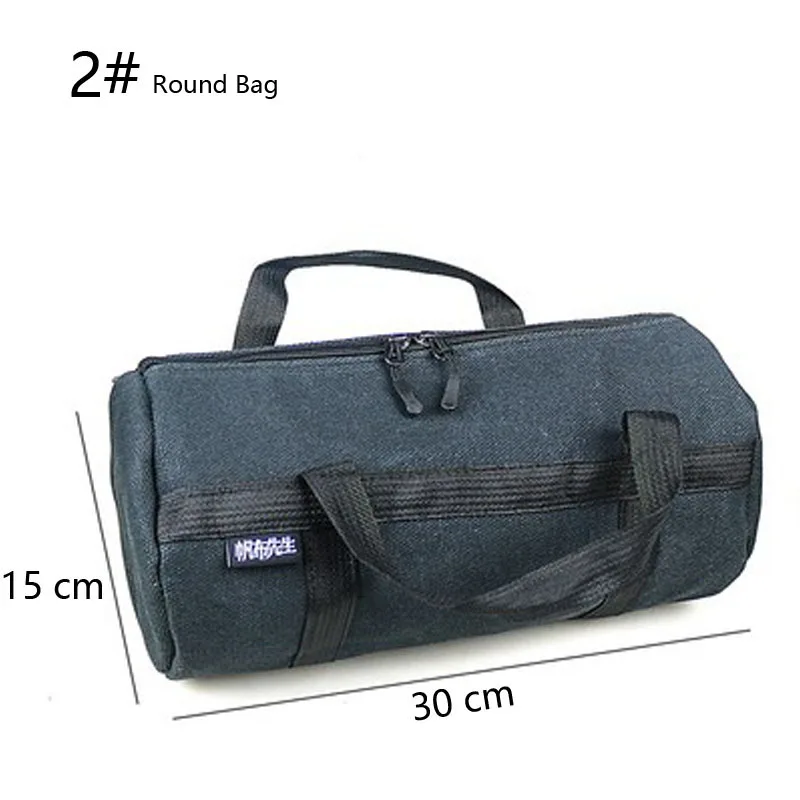 Round Tool Storage Bag New Durable Thicker Large Capacity Canvas Pouch Zipper Bags Electrical Tool Hand ToolsS torage Organizer