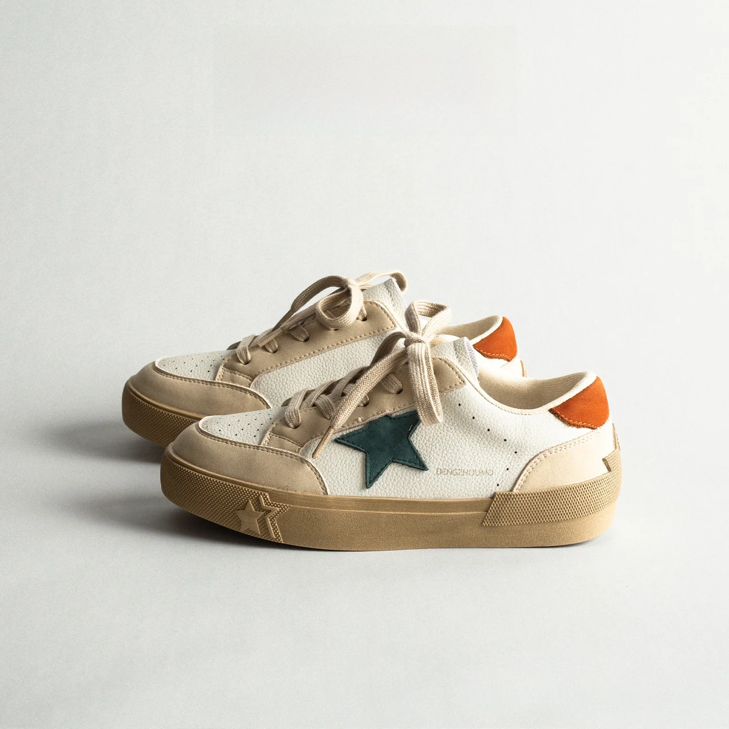 Genuine Leather Retro Thick Bottom Star Panel Shoes Women's Spring Versatile Laced Soft Bottom Lightweight Low Help Casual Sp...