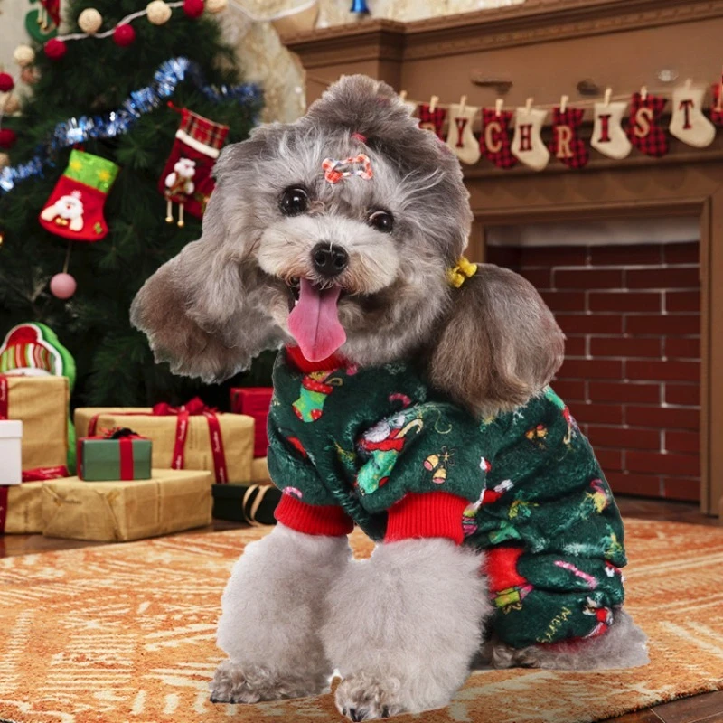 

Pet Clothes Four-legged Christmas Dog Coats Costume Fleece Snowflake Cake Elk Autumn and Winter Dog Jackets Halloween Clothes