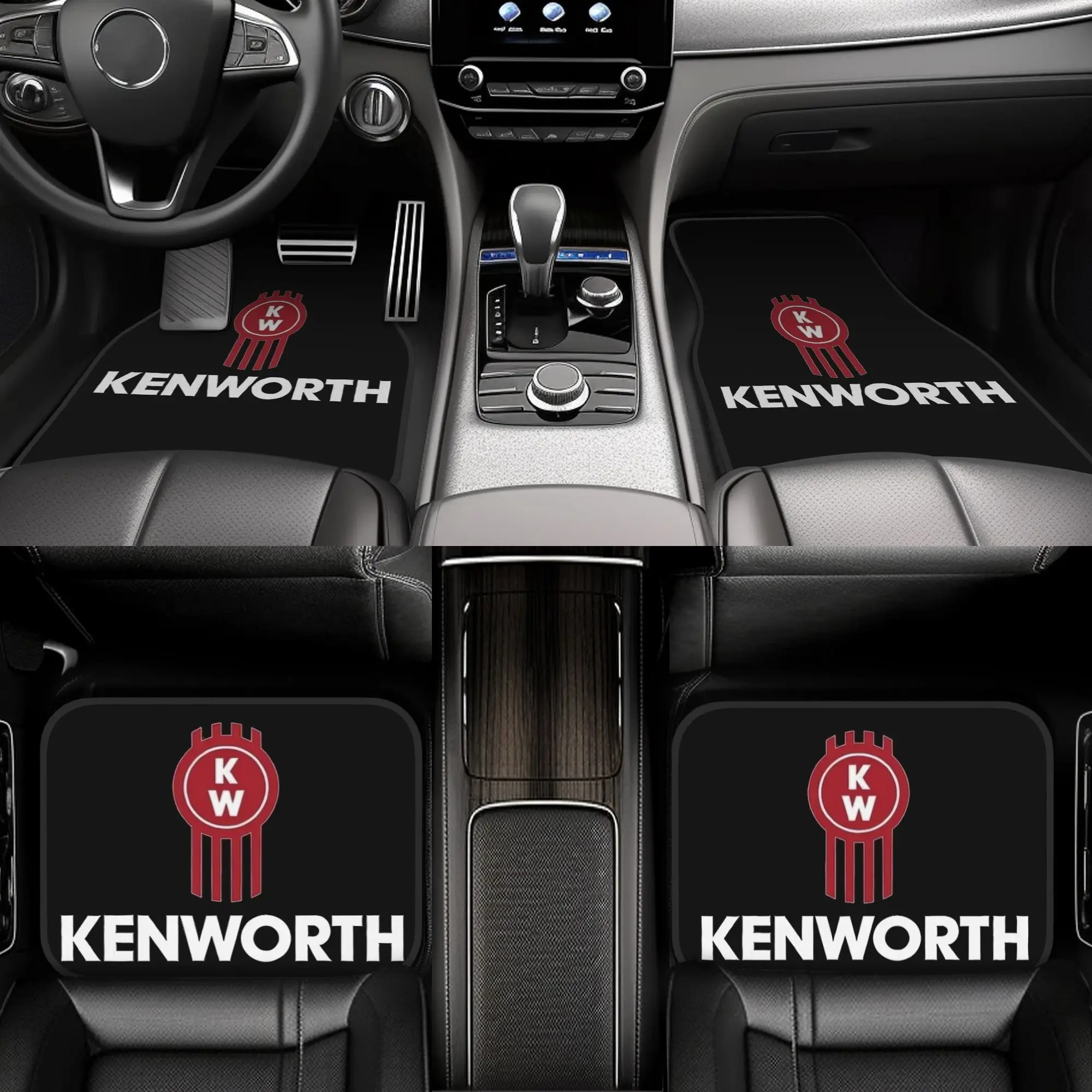 [Kenworth Logo Truck Car Mats] 4pcs For KENWORTH Logo Truck Car Mats, Durable Polyester Fiber, Perfect Fit, Ideal Gifts, Fun Des