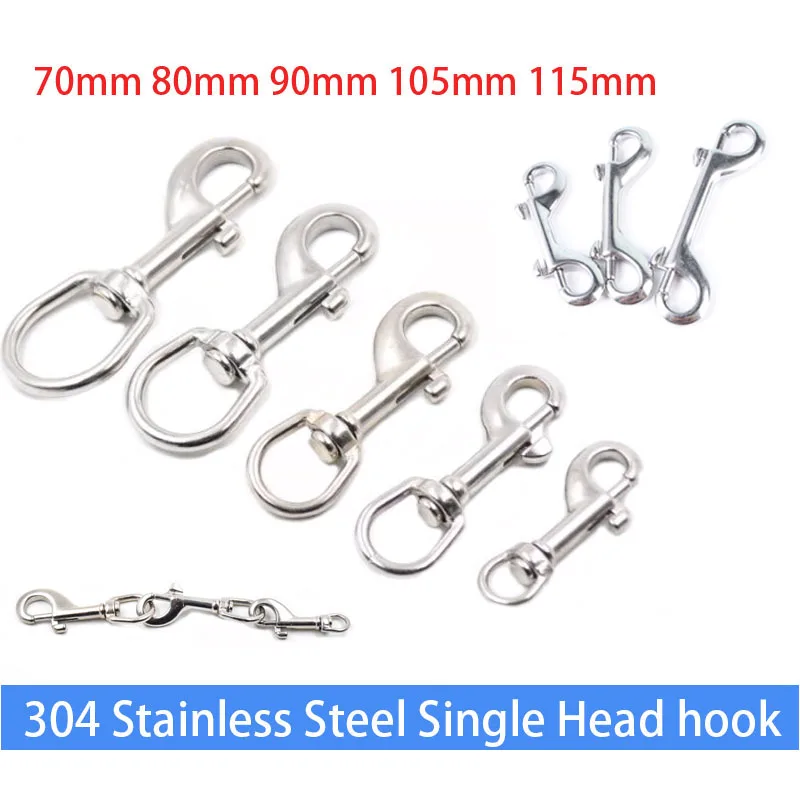 

70mm/80mm/90mm/100mm/120mm 304 Stainless Steel Bolt Snap Hook Clip Diving Singel Hook BCD Accessories Tools