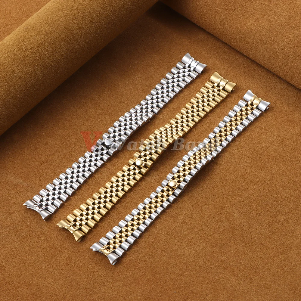 Massives Gebogenes Luxus-Uhrenarmband 13mm 17mm 20mm 21mm für Rolex GMT Edelstahl-Uhrenband für Jubilee Metall-Armband – Detail 4