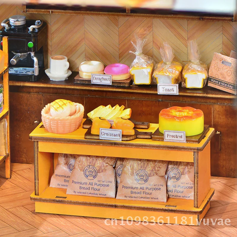บ้านขนมปังของบราวน์ ชุดโมเดลจิ๋ว DIY ประกอบเอง ฉากบ้านไม้ทำมือ ของขวัญสำหรับผู้หญิงและเยาวชน อายุ 15 ปีขึ้นไป