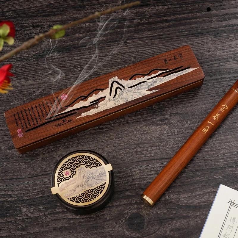 Incense Burner Woodiness Dwelling In The Fuchun Mountains Buddhist Mood Incense Burner Gift Box Tea Ceremony Supplies Chinese