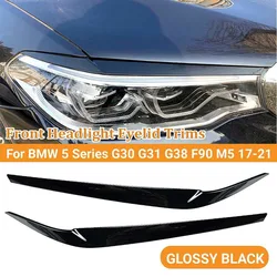 2Pcs CarHeadlights Eyebrow Eyelid Trim Cover Sticker Carbon Fiber For BMW 5 Series G30 G31 G38 F90 M5 525I 530I 540I 2017-2021