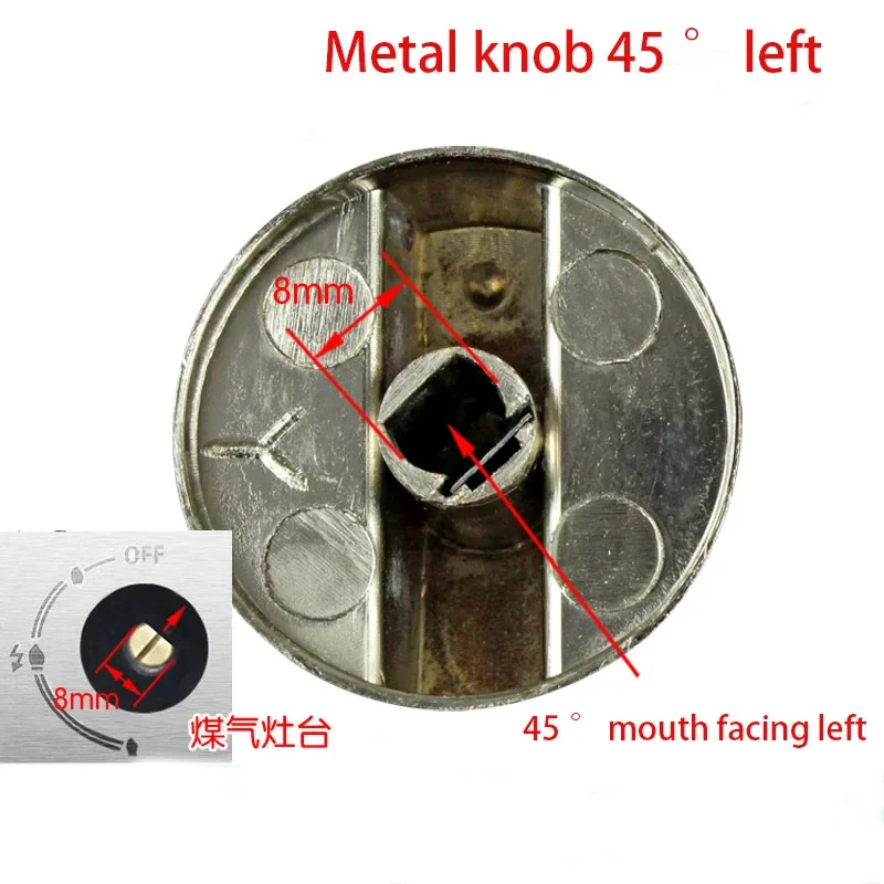 WZ-2 pcs 8mm universal gas stove switch knob accessories zinc alloy button gas stove ignition switch knob universal left 45 degr
