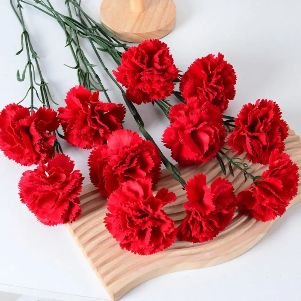 

Real Touch Artificial Red Carnations DIY Craft Handmade Simulation Carnation Flower 54cm Realistic Fake Plants Mother's Day Gift