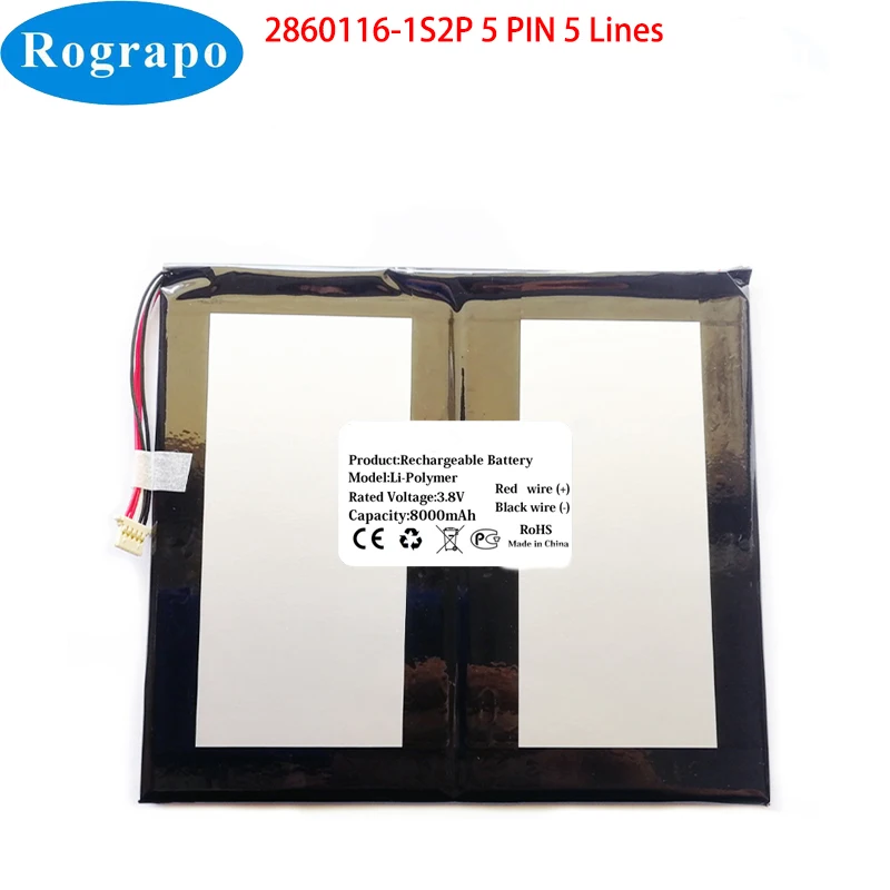 Новый аккумулятор Teclast 2860116-1S2P 3,8 В 8000 мАч для планшетного ПК Новый аккумулятор Teclast 2860116-1S2P 3,8 В 8000 мАч для планшетного ПК