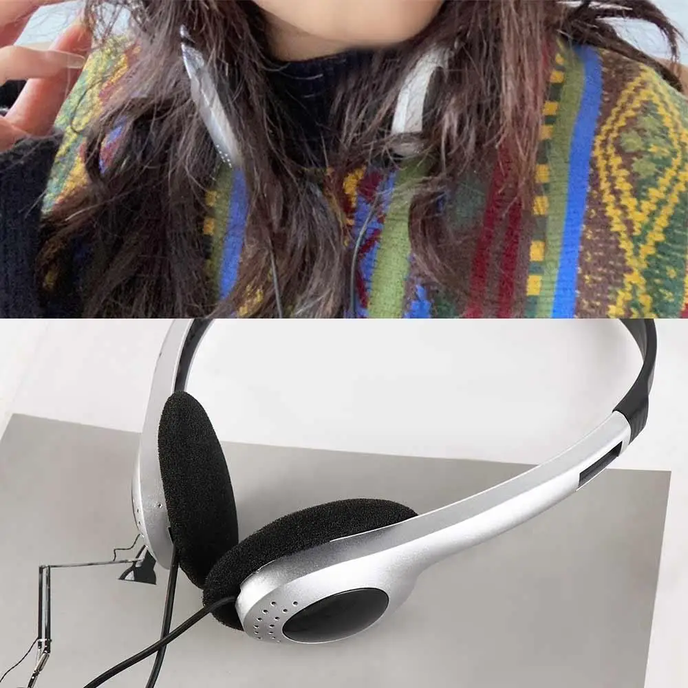

Personality Over Ear Earbud Retro Headphone 3.5mm Wired Y2k Headphones 80s 90s Blue Black Retro Headset CD/Walkman/Mp3