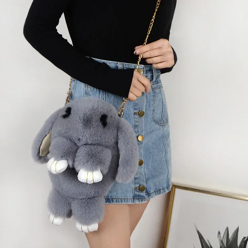 Bolso cruzado de un solo hombro de conejo de peluche para niños, mochila escolar, juguetes de regalo, lindo conejo de peluche japonés