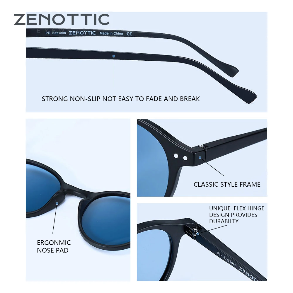 ZENOTTIC Kleine runde Sonnenbrille für Männer und Frauen, Vintage-Retro-polarisierte Kreis-Sonnenbrille, UV400-Schutz – Detail 7