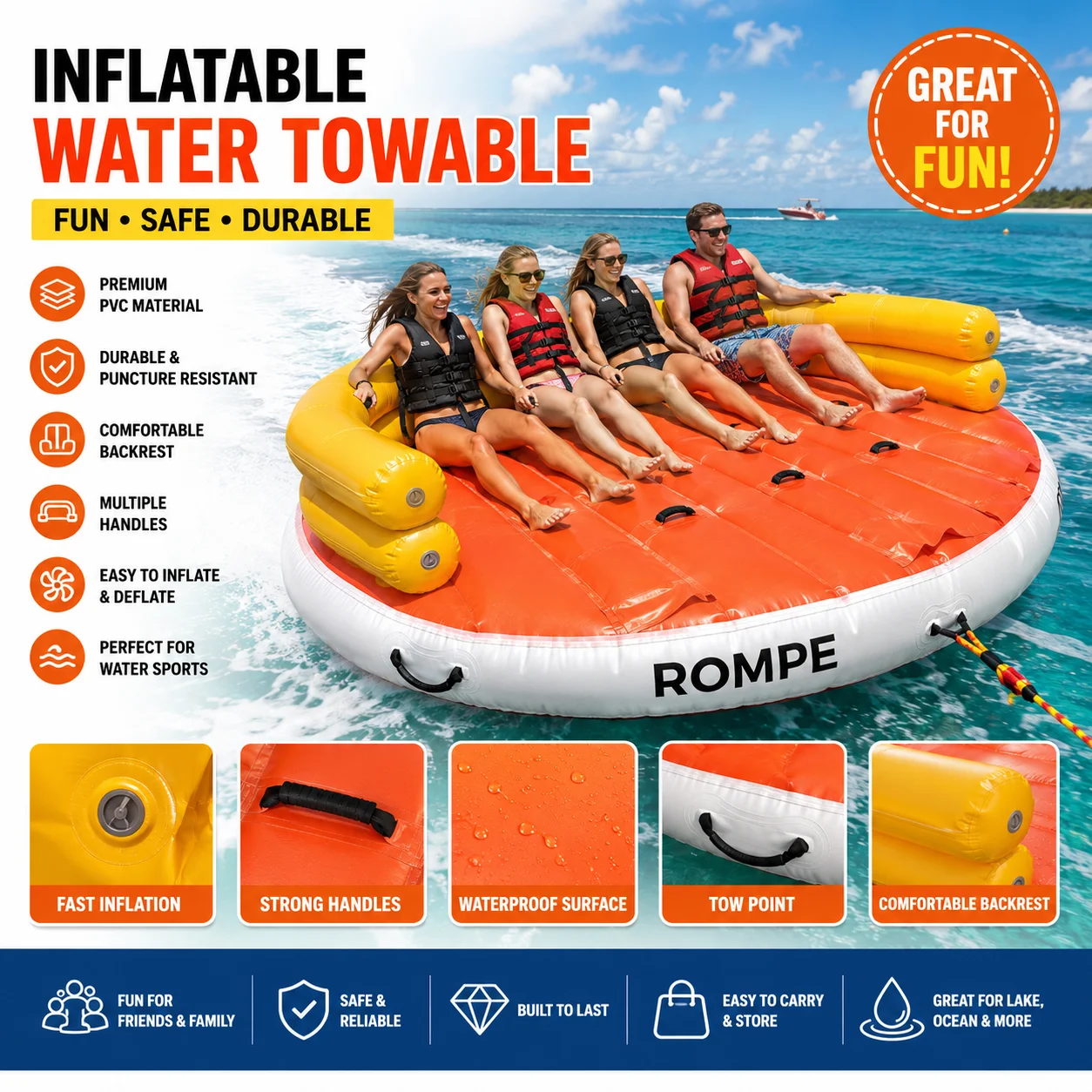 Inflatable Boat 4 Person - Opblaasbare waterband, geschikt voor 4 personen,