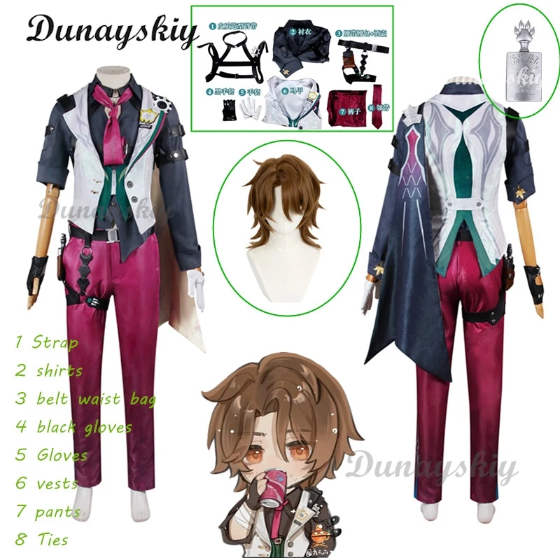 Cos Gallagher fantasia de cosplay para homens, honkai jogo: trilho estrela, uniforme de festa, anime, roupas de jogo, roupas