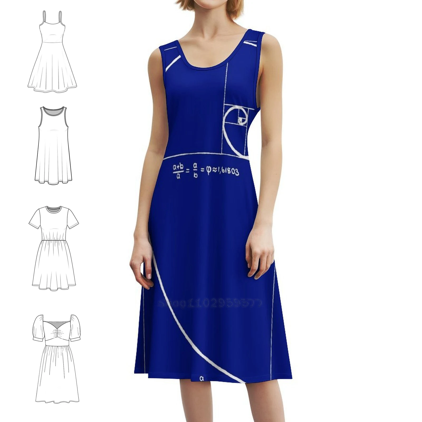 

Fibonacci повседневное платье в корейском стиле для женщин, простые повседневные офисные женские платья, женская одежда с математикой и математикой Fibonacci
