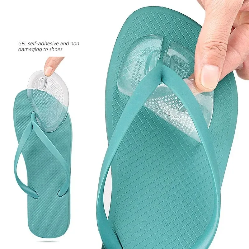 Silicone Slippers Sandals Forefoot Pad Flip-flop Pad Clip Foot Pads GEL Shoes Insole Foot Care Massage Particle Non-slip Cushion image 4