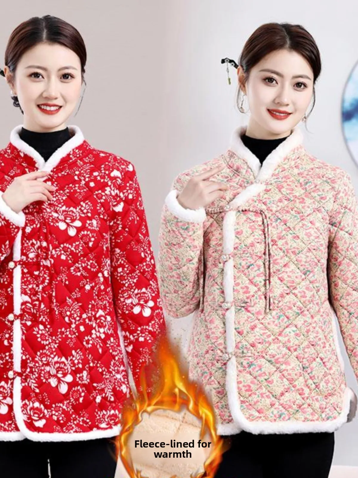 

Утепленная хлопковая куртка с цветочным принтом в стиле Харбин, женское зимнее пальто с воротником-стойкой на пуговицах, с длинными рукавами, для повседневной носки