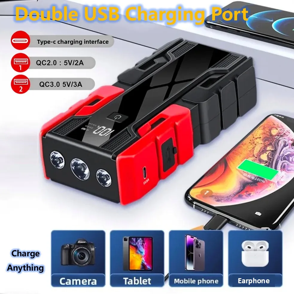 3000A Car Jump Starter Portable Power Bank Car Battery Emergency Boosters Starting Device Car Starter for Petrol 6.0L Diesel 4.0