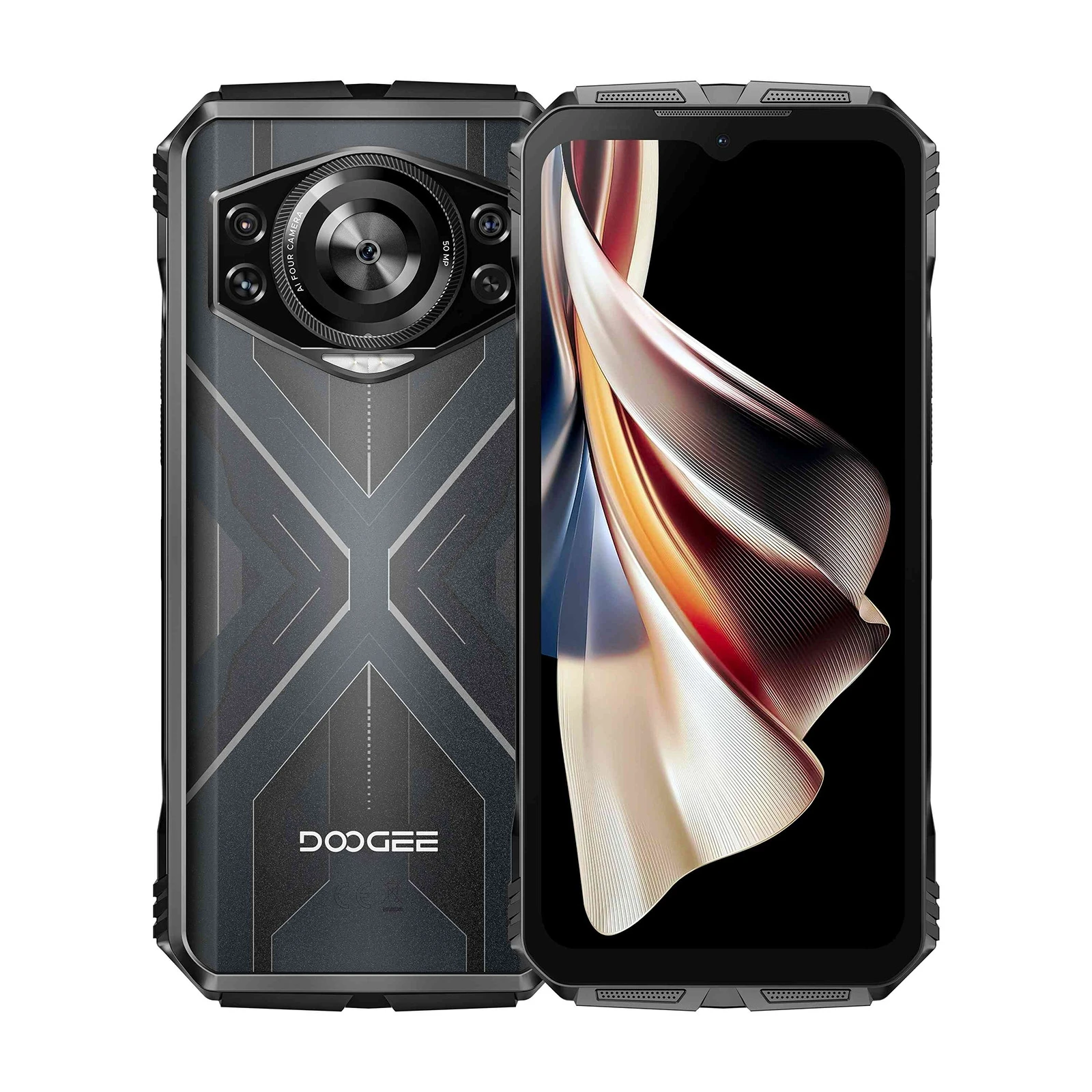 DOOGEE S Cyber Rugged Smartphone 6.58" 90Hz Screen 8GB+256GB 10800mAh Large Battery 50MP AI Main Camera Android 14 Cellphone NFC