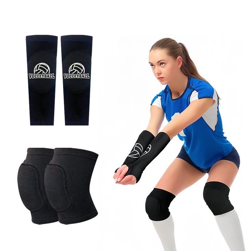 

Volleyball Knee Pads and Volleyball Arm Sleeves for Teens Padded Passing Forearm Sleeves with Thumb Hole Sponge Knee Guard