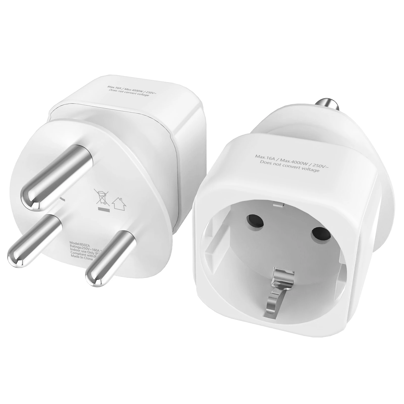 2 SZTUK Adapter podróżny z Republiki Południowej Afryki, wtyczki z UE do SA z Afryki Południowej Adapter typu M Duży okrągły konwerter zasilania Lesotho Ghana Travel Plug