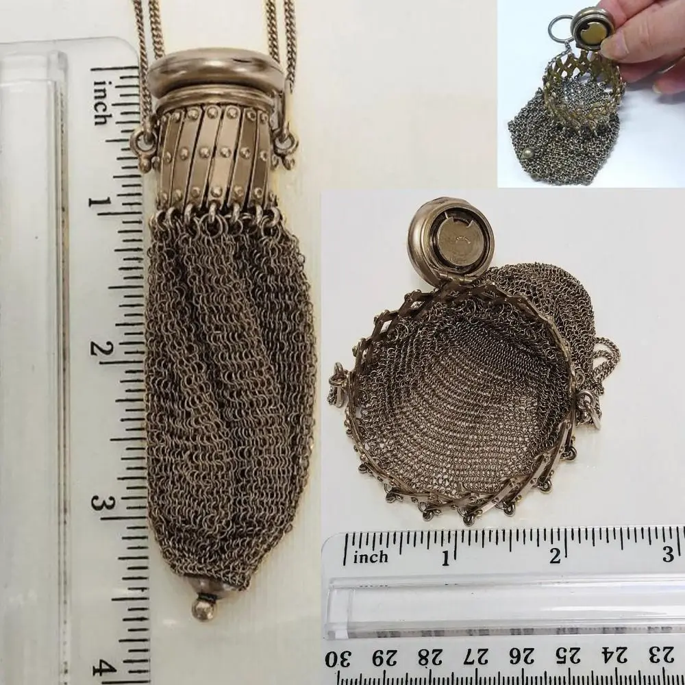 جديد الفيكتوري 1920's الإنجليزية محفظة نسائية للعملات المعدنية غطاء تويست بوابة صغيرة شبكة صغيرة الحقيبة الرجعية شبكة علوية مزدوجة شبكة حامل العملات المعدنية