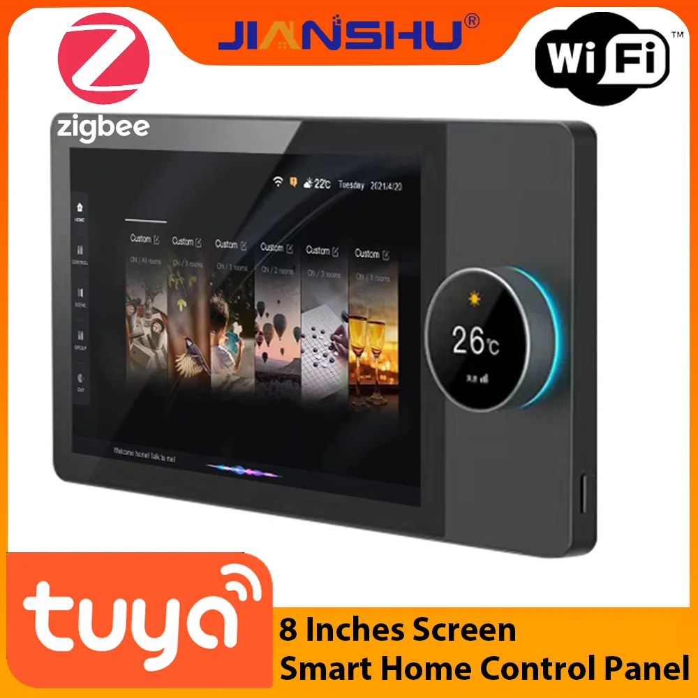 Jianshu Tuya Smart Central Panel Wifi Smart Home Display Tuya Zigbee Smart Screen 8 inch Zigbee Gateway Built-In Smart Life App