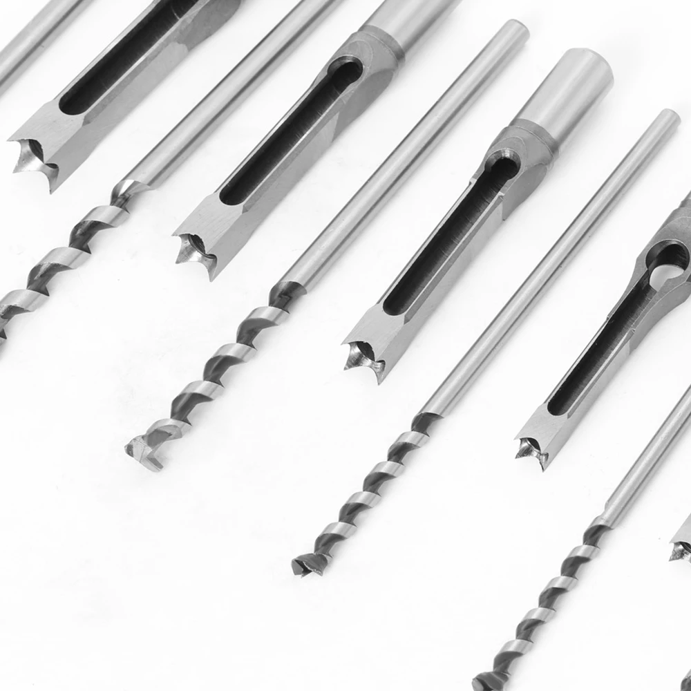 8Pcs Woodworking Square Hole Drill Set High Carbon Steel Square Tenon Drill Salad Drill Bit Unlocking Hole Woodworking Drill