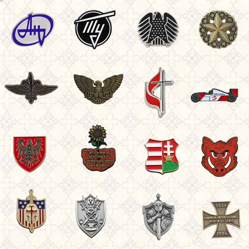 5pcs Historical Heraldry Animal Figures Badge Vintage Style Mixed Matched Brooch Multi Pattern Logo Lapel Pin Decoration Gift