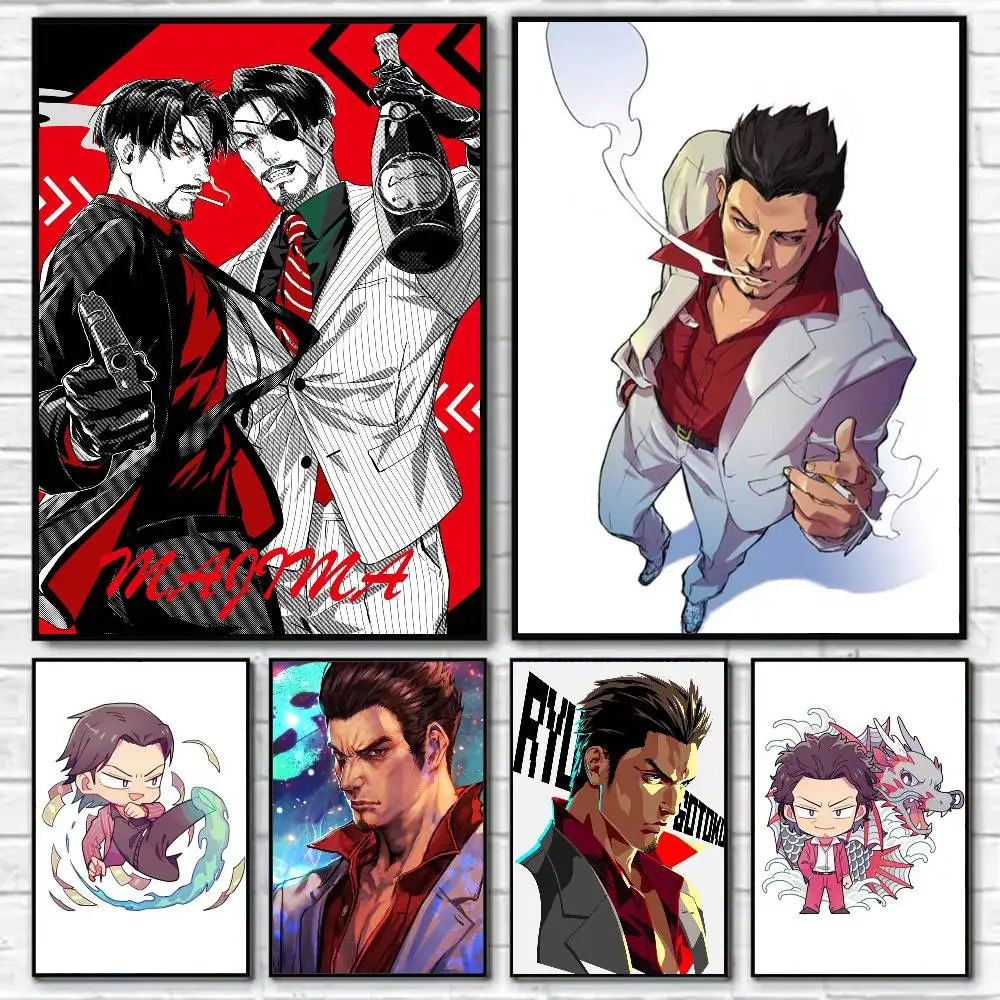 Kiryu K-Kazuma Majima Y-Yakuza  Poster Self-adhesive Art Waterproof Paper Sticker Coffee House Bar Room Wall Decor