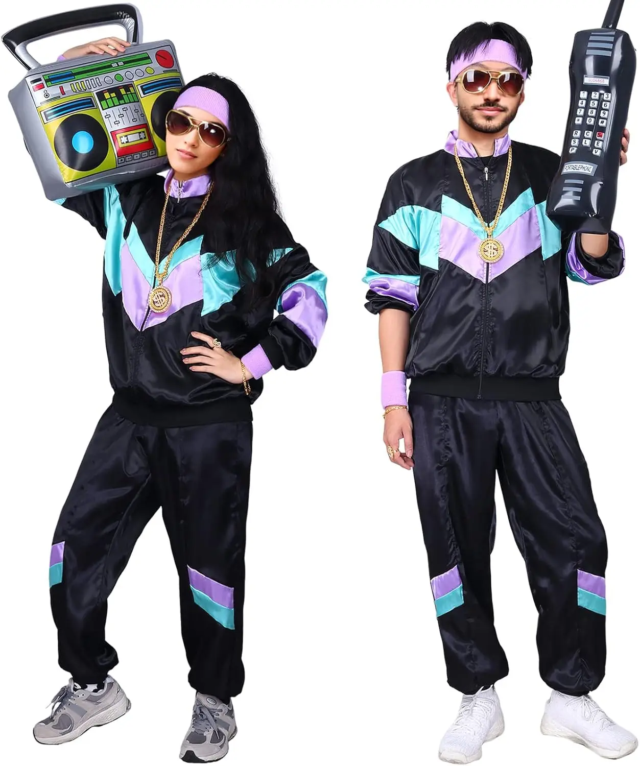 Kicpot jaren '80 kostuums voor vrouwen, retro trainingspak jas shell hiphop pak, jaren '90 jaren '80 outfit voor vrouwen feest