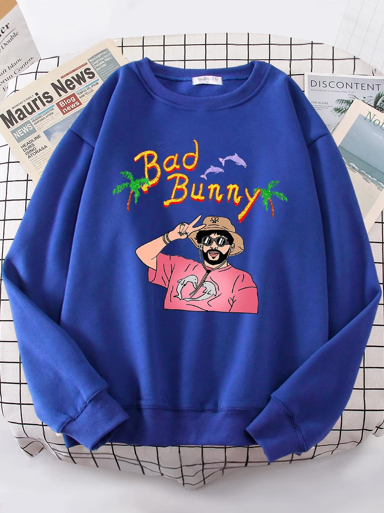 Bad Bunny Beach Vacation Printing Hoodie Woman vintage S-XXL Hoody Korean High Quality Sweatshirt Street Casual Women\'s Top