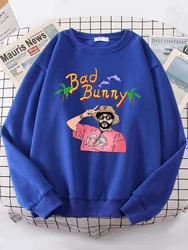 Bad Bunny Beach Vacation Printing Hoodie Woman vintage S-XXL Hoody Korean High Quality Sweatshirt Street Casual Women's Top