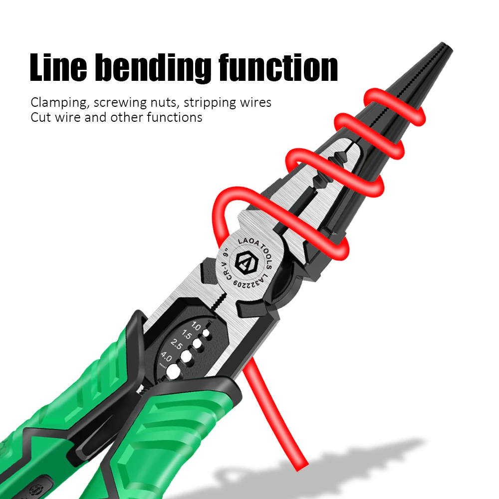 LAOA Eccentric Force-saving Pliers Chrome-vanadium steel 9-inch Shear Clamping wire Stripping Bending pliers