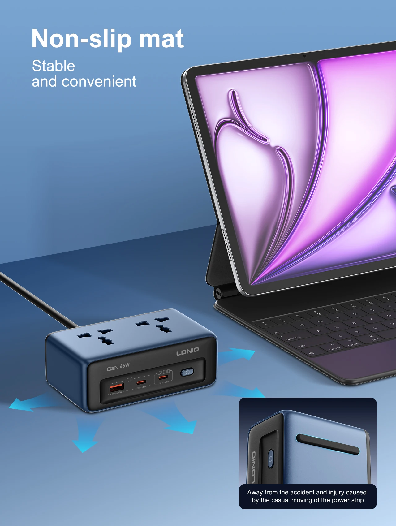 LDNIO Cube Power Strip Socket Fast Charger 2M Electric Extension AC Outlet PD 45W Type C Charging Station US UK EU KR USB Plug