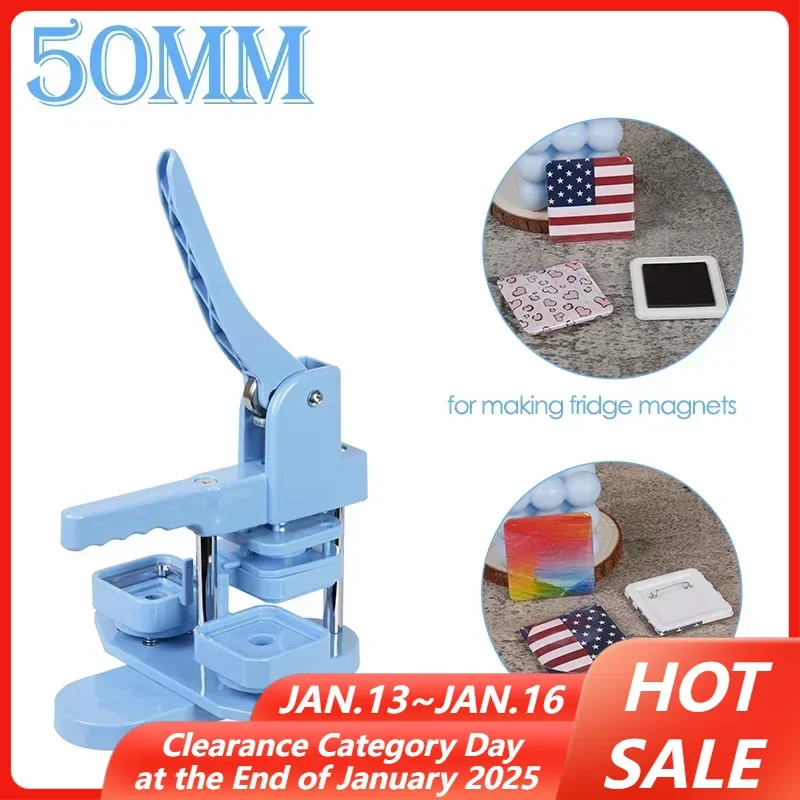 50MM Fridge Magnet Making Machine 50x50mm Square Badge Button Pins Art Crafts Making Punch Press Tool for Household DIY