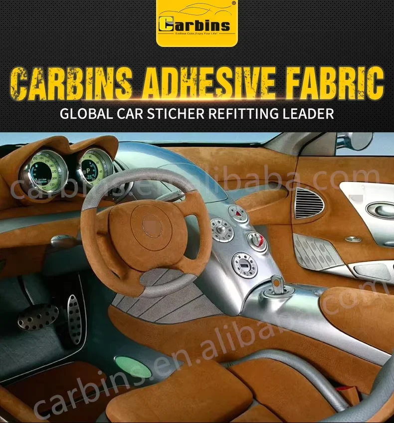 Carbins Best Touch rode zelfklevende suède stoffen wrap met lijm auto-interieur decoratie fluwelen suède film