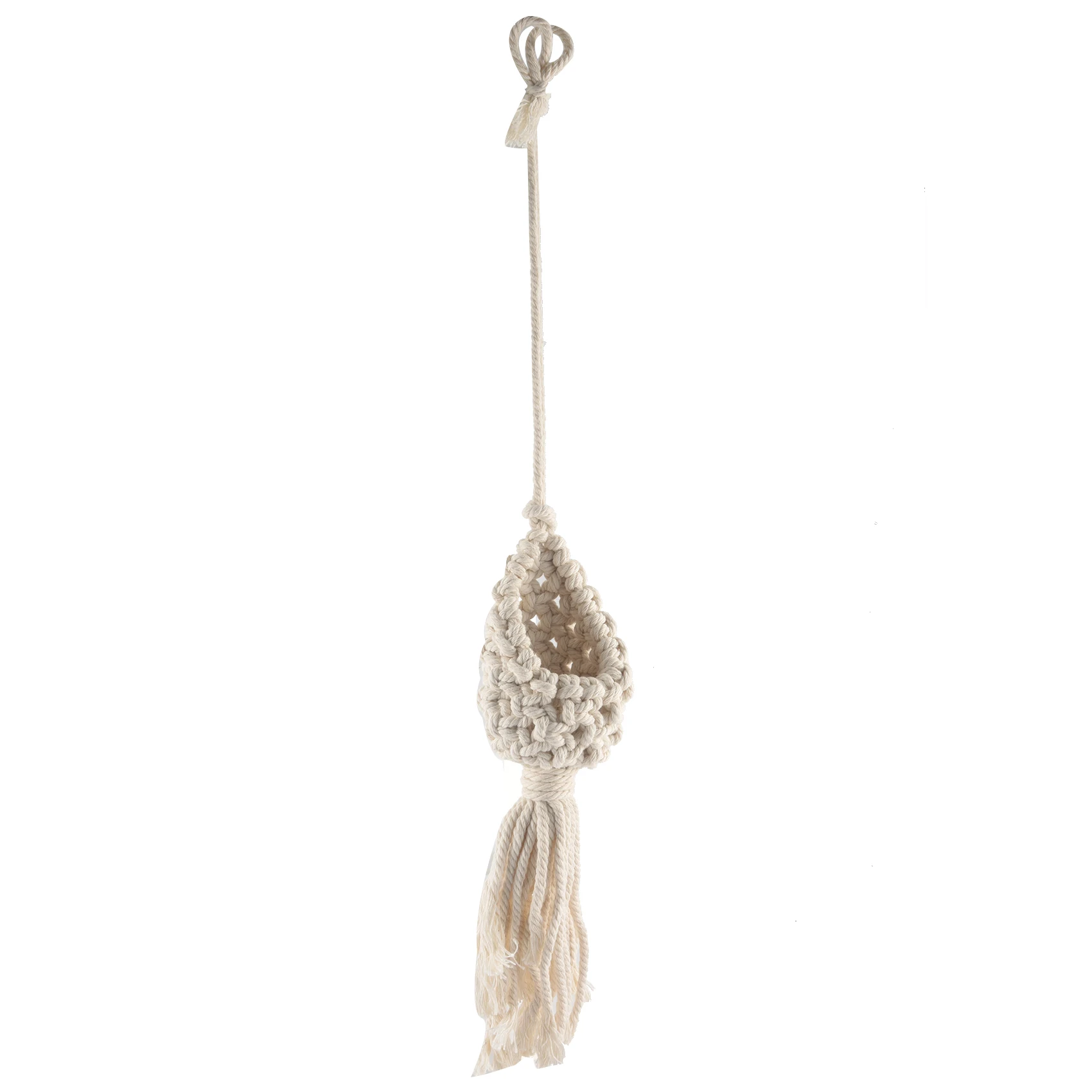 Colgador de macramé bohemio para plantas de aire, cesta colgante de Tillandsia, soporte de cuerda, decoración del hogar de flores, 10CM