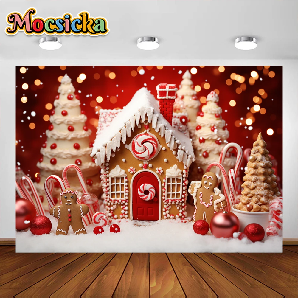 عيد ميلاد سعيد خلفية عيد ميلاد سعيد الأحمر كاندي الشتاء الثلج سانتا الاطفال صورة التصوير خلفية استوديو الدعائم