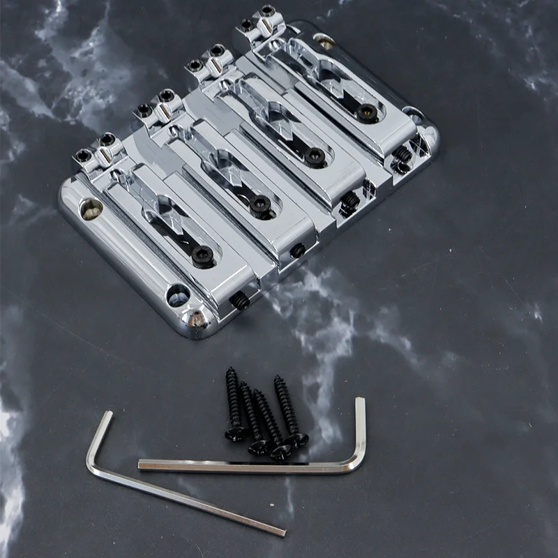 Silver 4-String Electric Bass Hardtail Bridge Fixed Saddle Drop-In Replacement Part Bass Guitar Parts & Accessories
