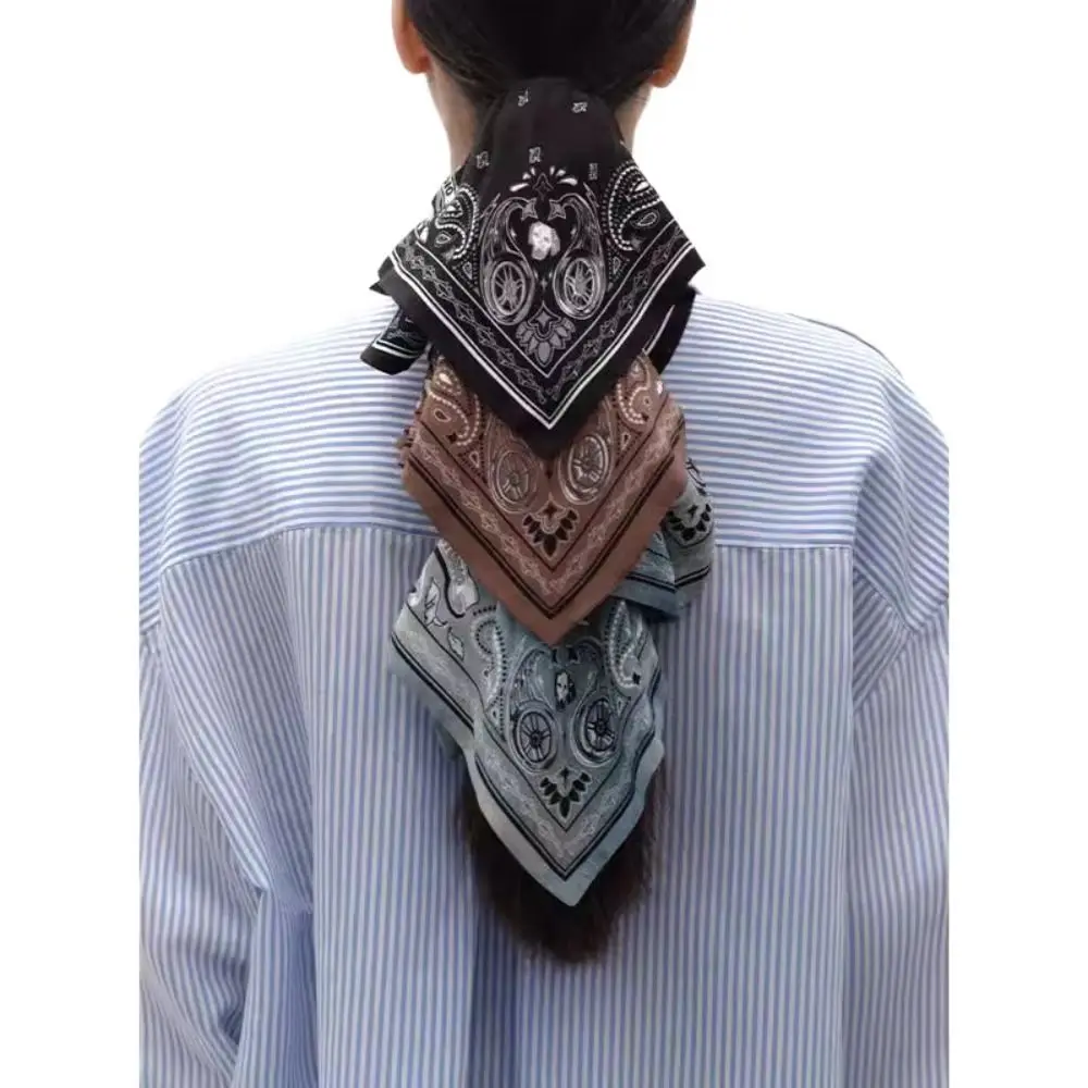 

Fashion Cloth Cashew Printed Hair Rope Temperament Kerchief Vintage Scrunchies Elastic Elegant Hair Circle Woman Girl